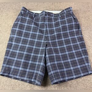 FJ Foot Joy Mens Flat Front Plaid 10" Golf Shorts Size 34 Blue